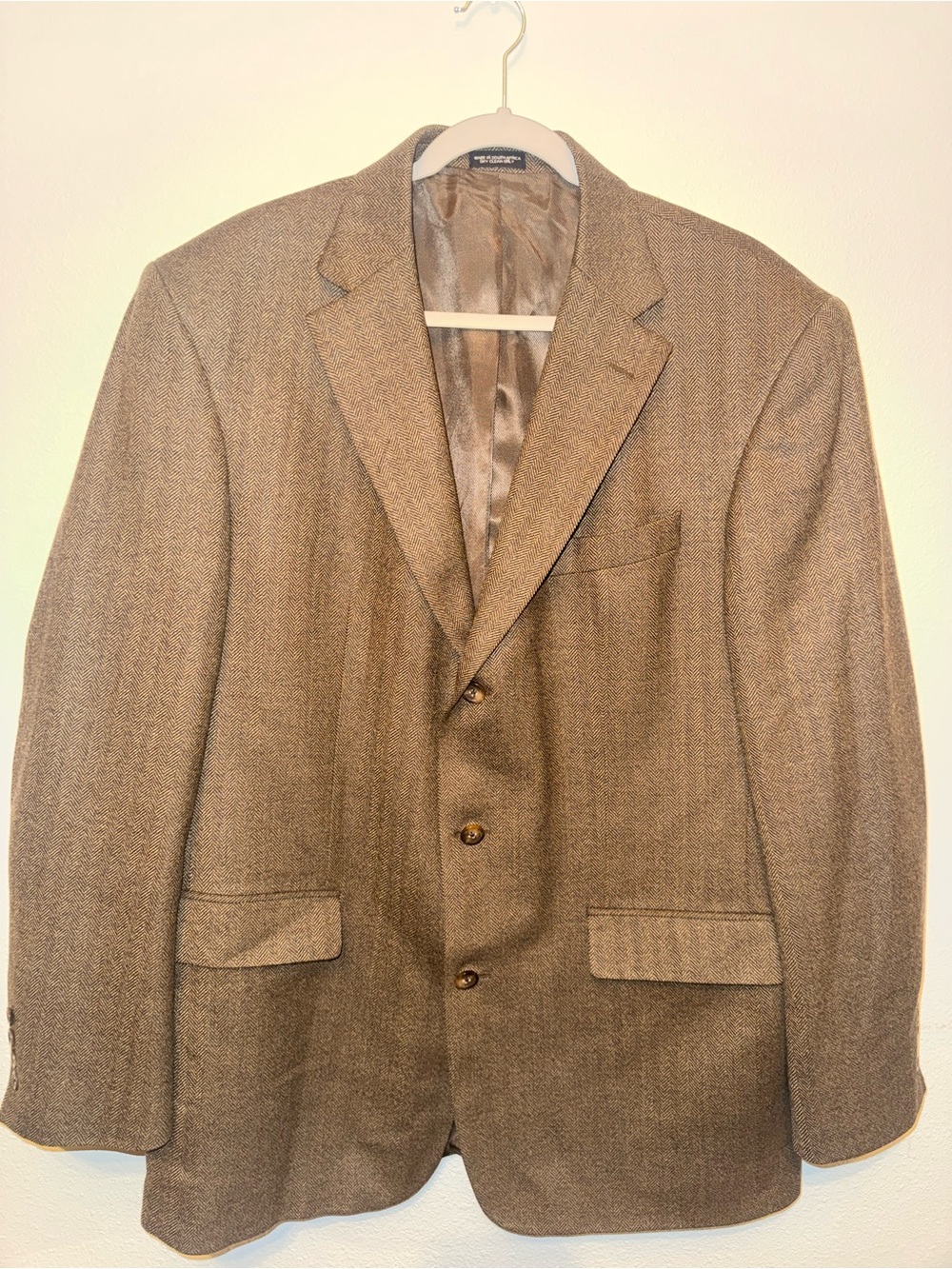 Vintage Oscar de la Renta Men's Brown Herringbone Sport Coat